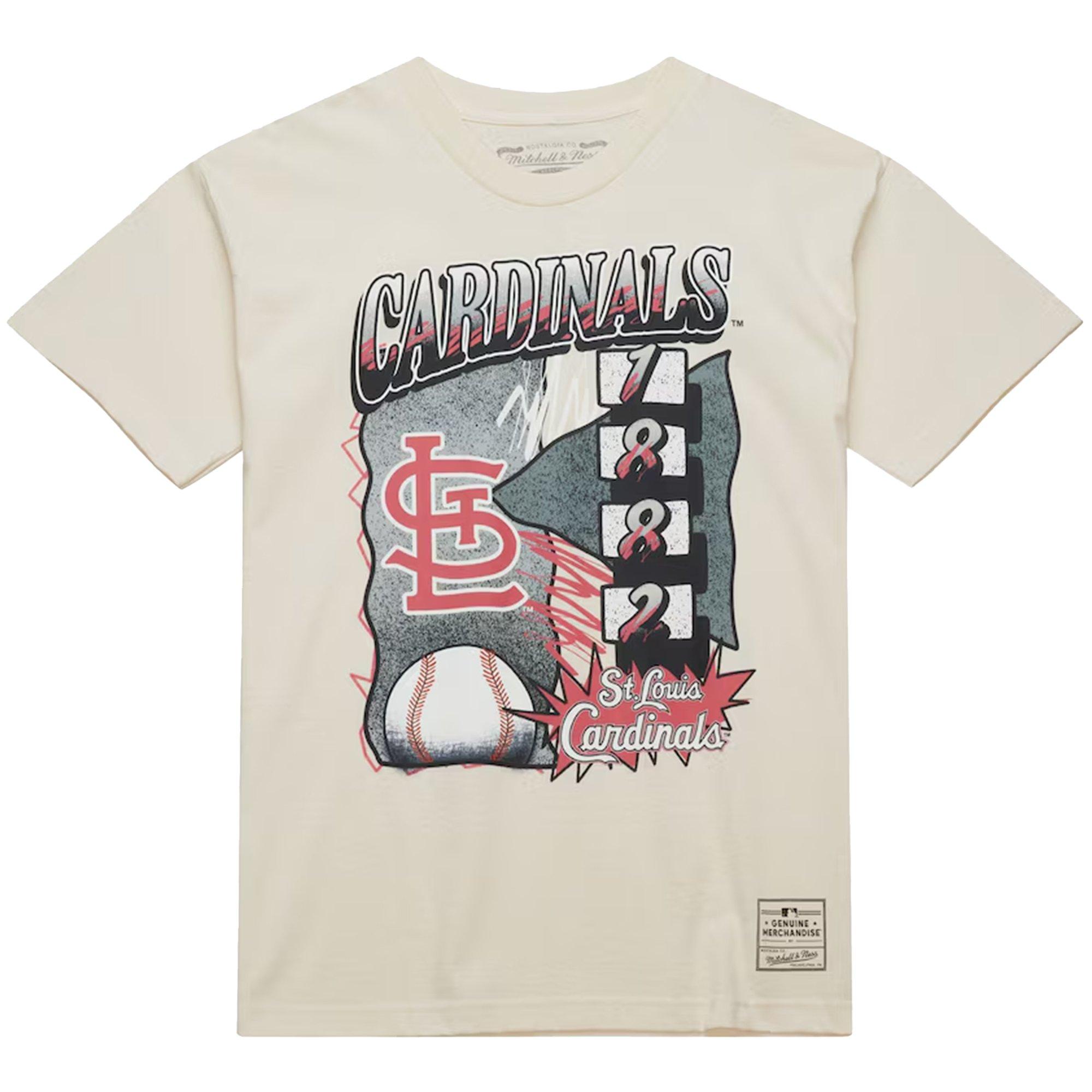 Mitchell & Ness Men's St. Louis Cardinals Overspray Short Sleeve Tee - Cream - CREAM